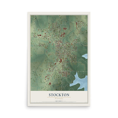 Map of Stockton, Missouri, 12 x 18 inch unframed archival matte print