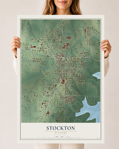 Map of Stockton, Missouri, 24 x 36 inch unframed archival matte print