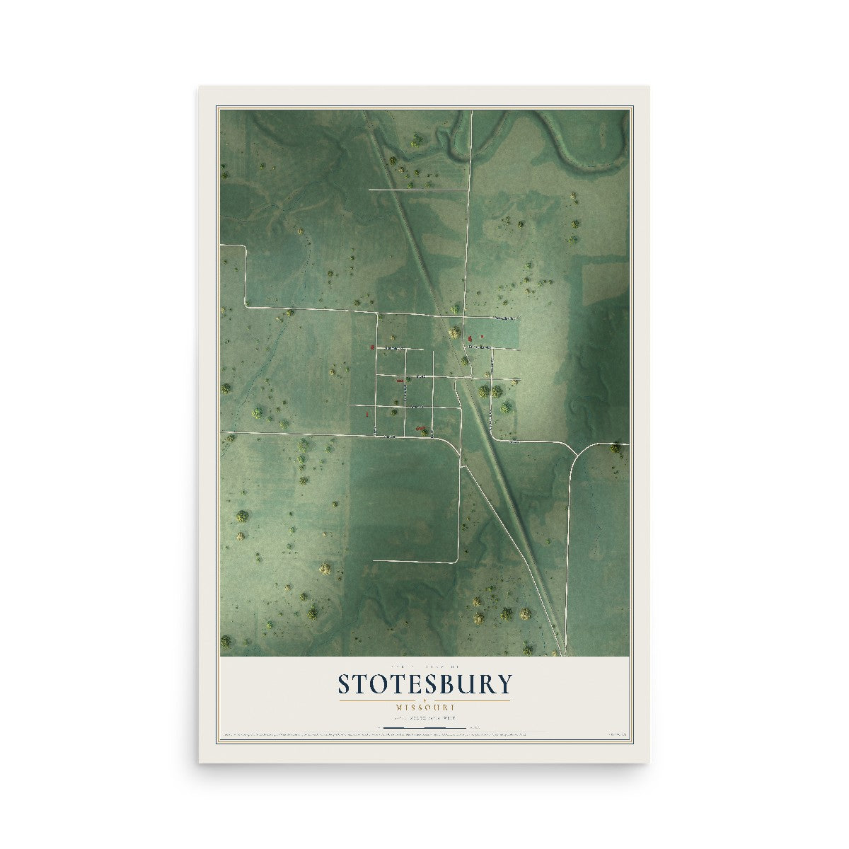 Map of Stotesbury, Missouri, 12 x 18 inch unframed archival matte print