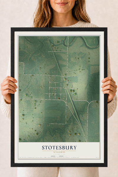 Map of Stotesbury, Missouri, 18 x 24 inch print in a black wood frame