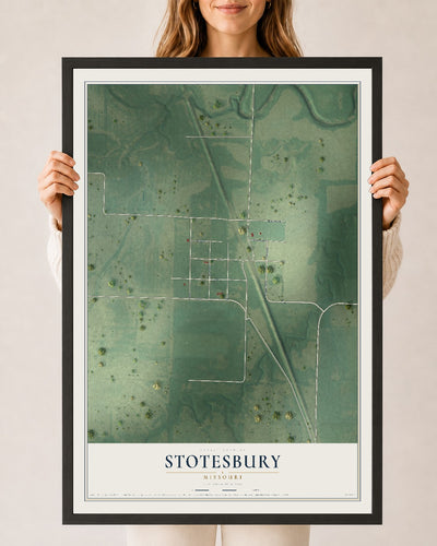 Map of Stotesbury, Missouri, 24 x 36 inch print in a black wood frame