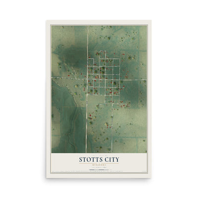Map of Stotts City, Missouri, 12 x 18 inch unframed archival matte print