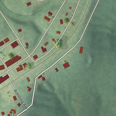 Second close-up of the map of Stoutland, Missouri print showing more streets and buildings