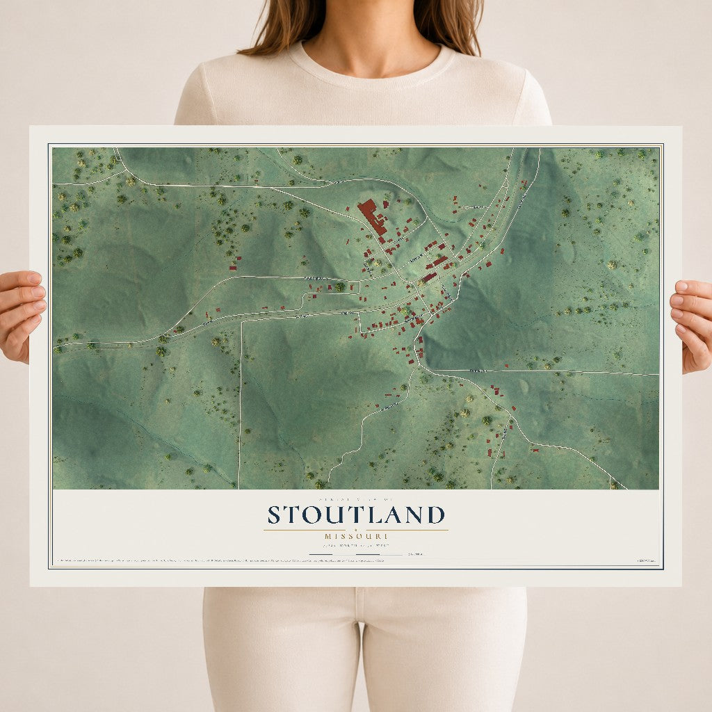 Map of Stoutland, Missouri, 18 x 24 inch unframed archival matte print