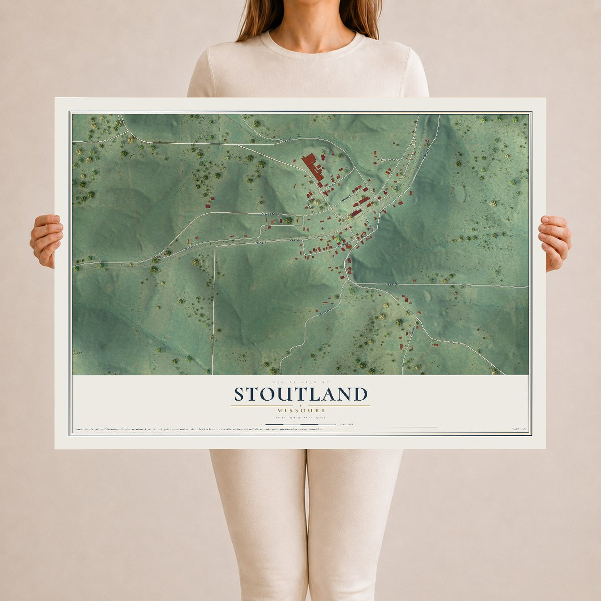 Map of Stoutland, Missouri, 24 x 36 inch unframed archival matte print