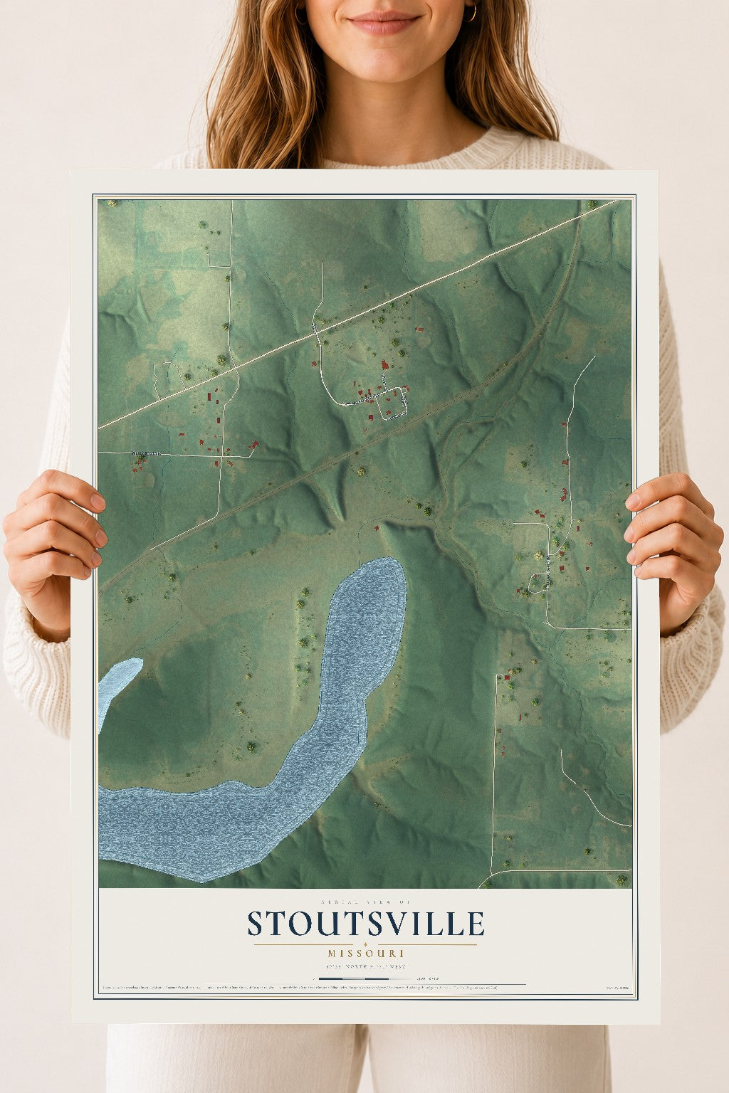 Map of Stoutsville, Missouri, 18 x 24 inch unframed archival matte print