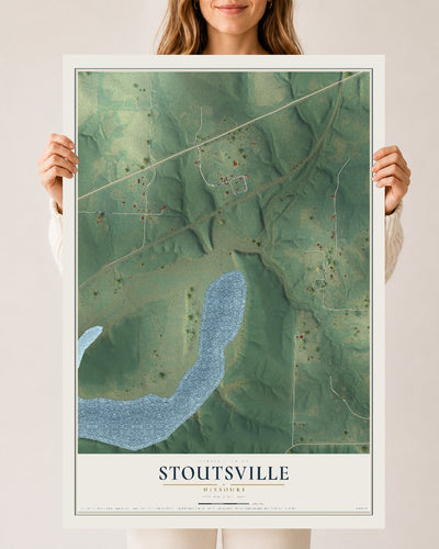 Map of Stoutsville, Missouri, 24 x 36 inch unframed archival matte print
