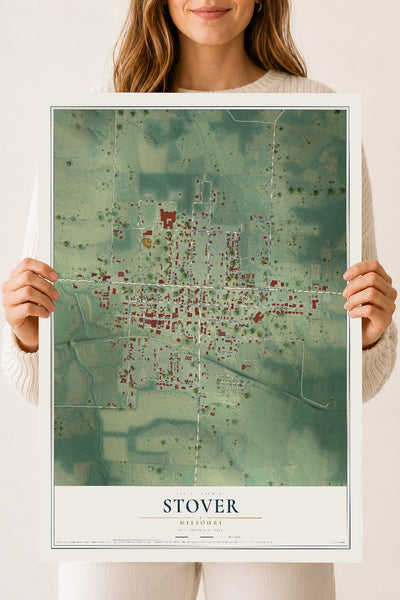 Map of Stover, Missouri, 18 x 24 inch unframed archival matte print