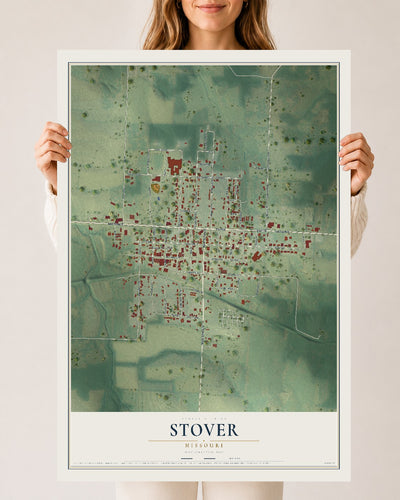 Map of Stover, Missouri, 24 x 36 inch unframed archival matte print
