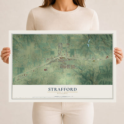 Map of Strafford, Missouri, 12 x 18 inch unframed archival matte print