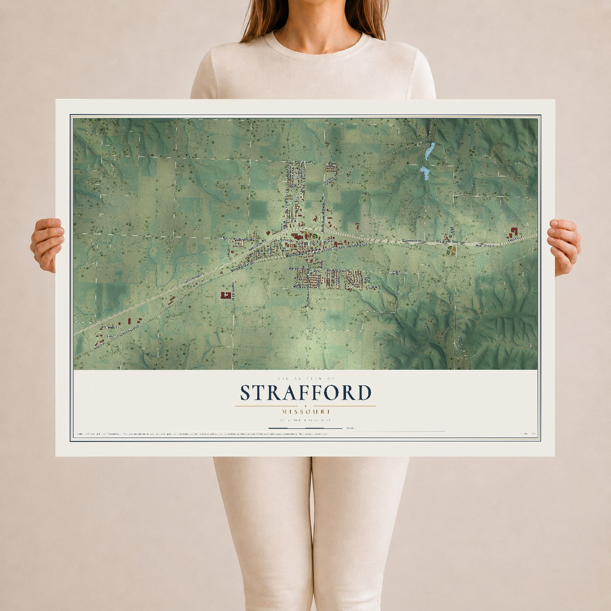 Map of Strafford, Missouri, 24 x 36 inch unframed archival matte print