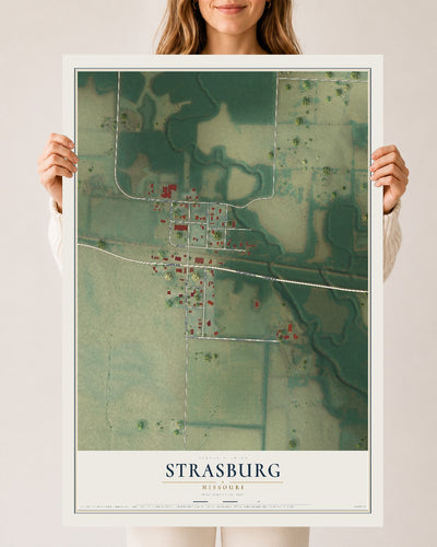Map of Strasburg, Missouri, 24 x 36 inch unframed archival matte print