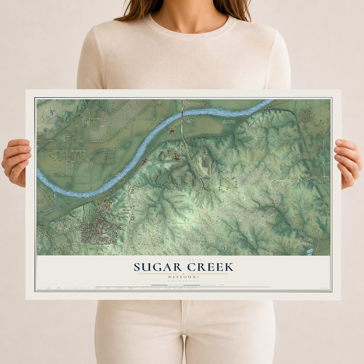 Map of Sugar Creek, Missouri, 12 x 18 inch unframed archival matte print