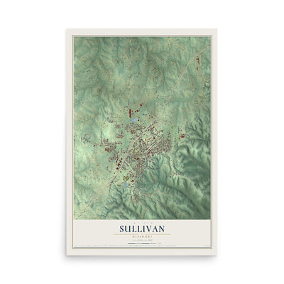 Map of Sullivan, Missouri, 12 x 18 inch unframed archival matte print