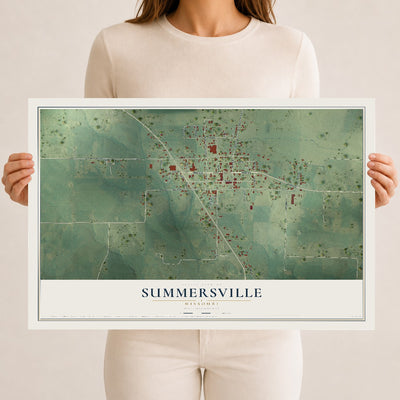 Map of Summersville, Missouri, 12 x 18 inch unframed archival matte print