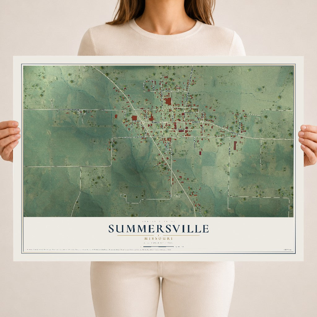 Map of Summersville, Missouri, 18 x 24 inch unframed archival matte print