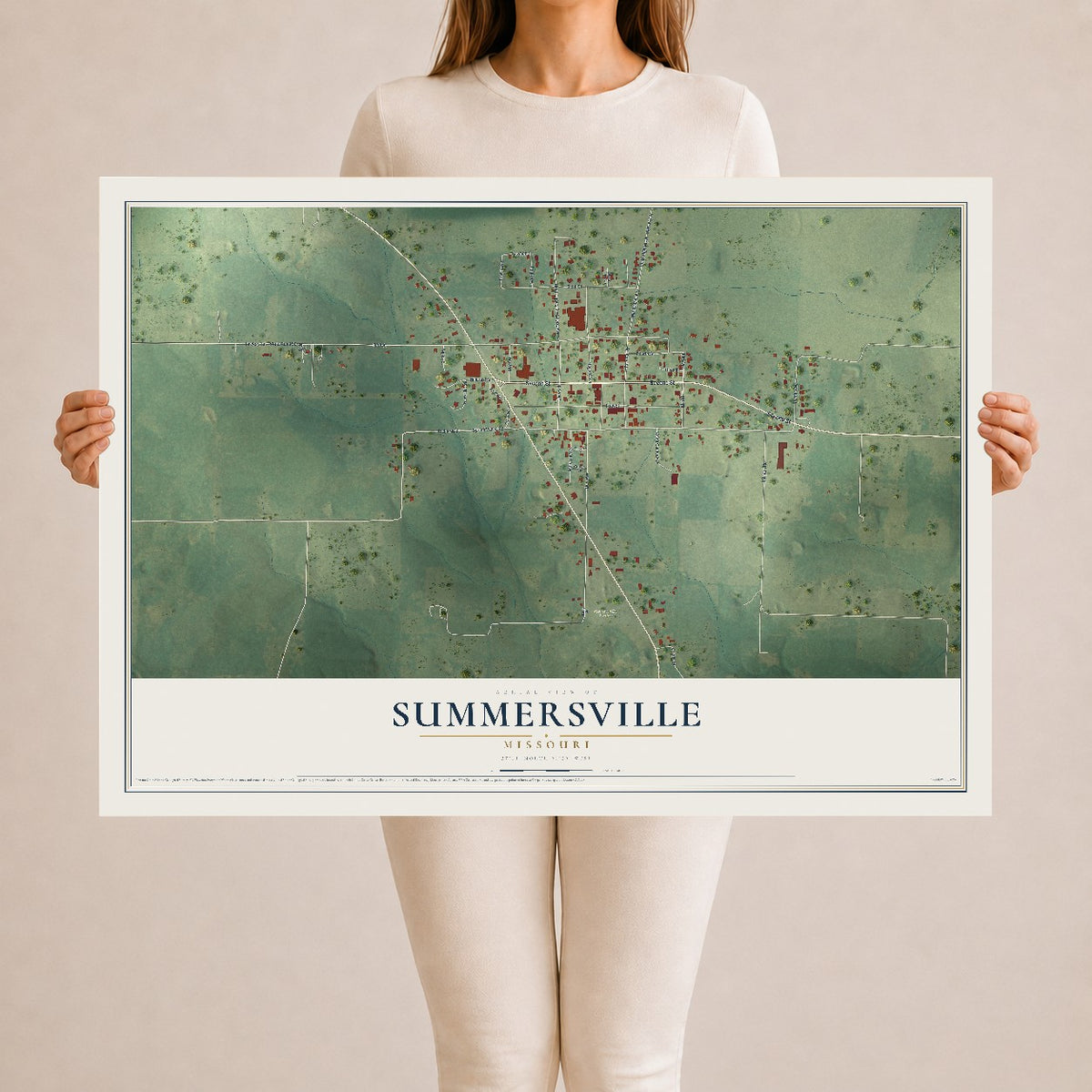 Map of Summersville, Missouri, 24 x 36 inch unframed archival matte print