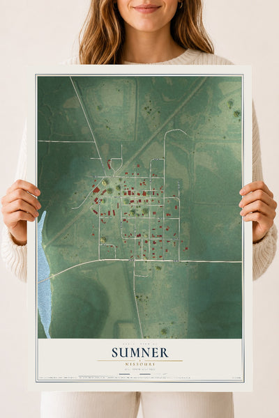 Map of Sumner, Missouri, 18 x 24 inch unframed archival matte print
