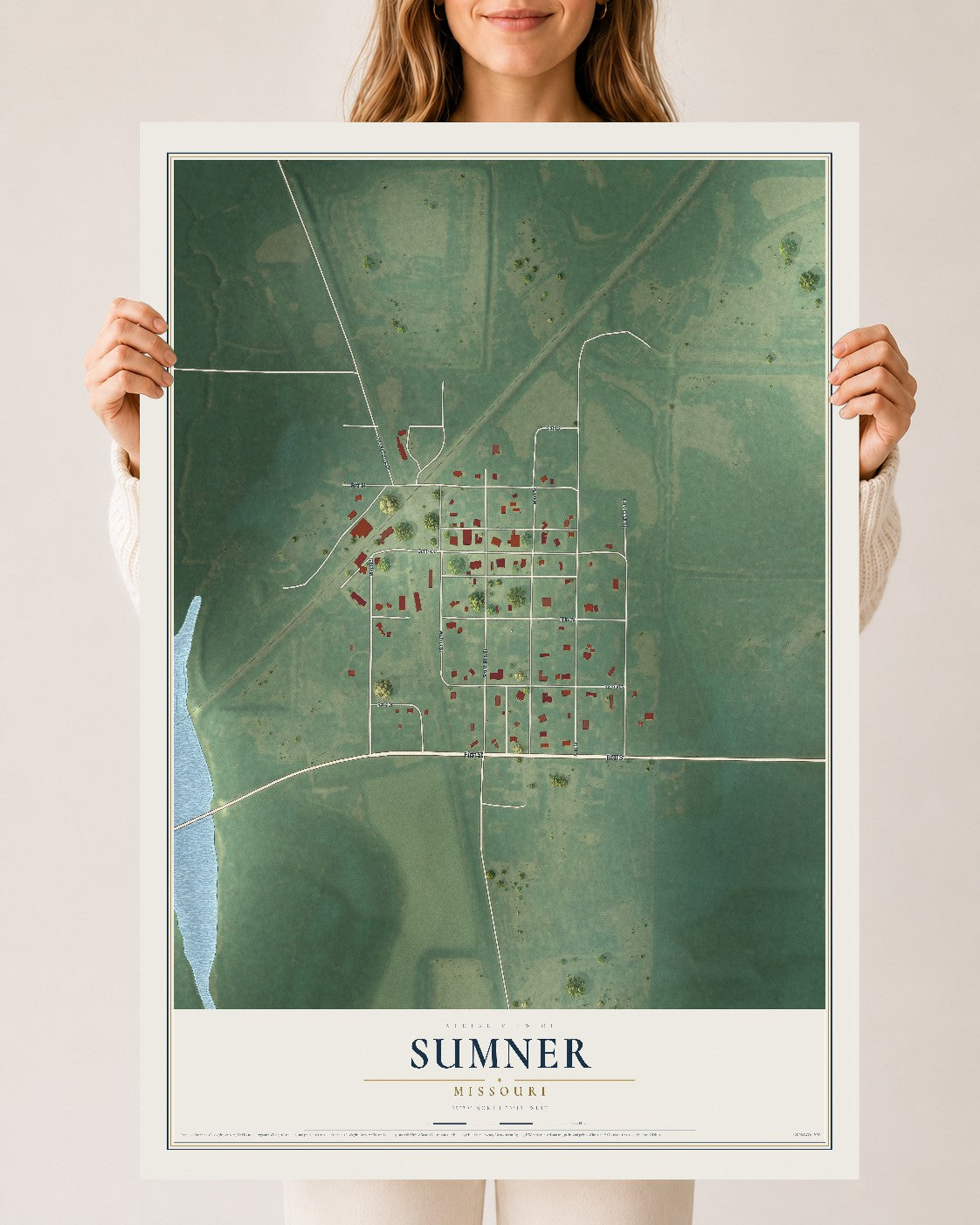 Map of Sumner, Missouri, 24 x 36 inch unframed archival matte print