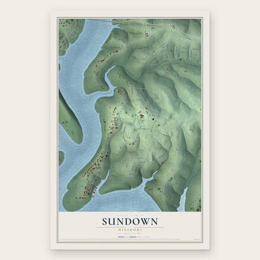 Sundown, Missouri map print, the full design