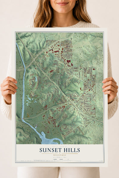 Map of Sunset Hills, Missouri, 18 x 24 inch unframed archival matte print