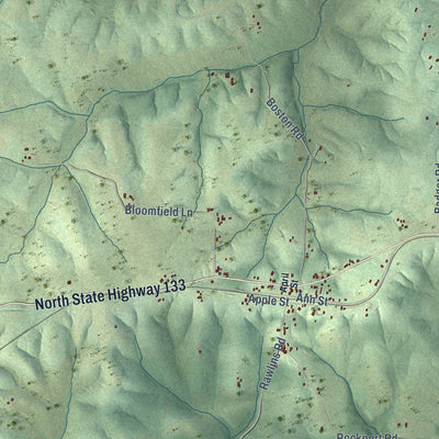 Close-up of the map of Swedeborg, Missouri print showing street and building detail