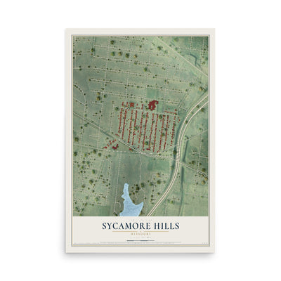 Map of Sycamore Hills, Missouri, 12 x 18 inch unframed archival matte print