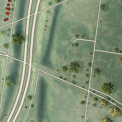 Second close-up of the map of Sycamore Hills, Missouri print showing more streets and buildings