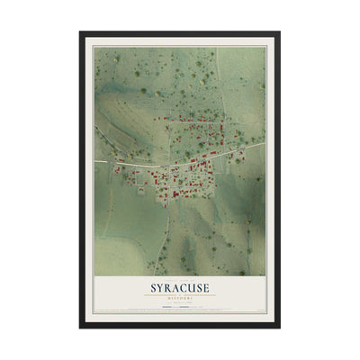 Map of Syracuse, Missouri, 12 x 18 inch print in a black wood frame
