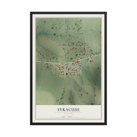 Map of Syracuse, Missouri, 12 x 18 inch print in a black wood frame