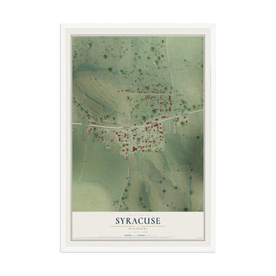 Map of Syracuse, Missouri, 12 x 18 inch print in a white wood frame