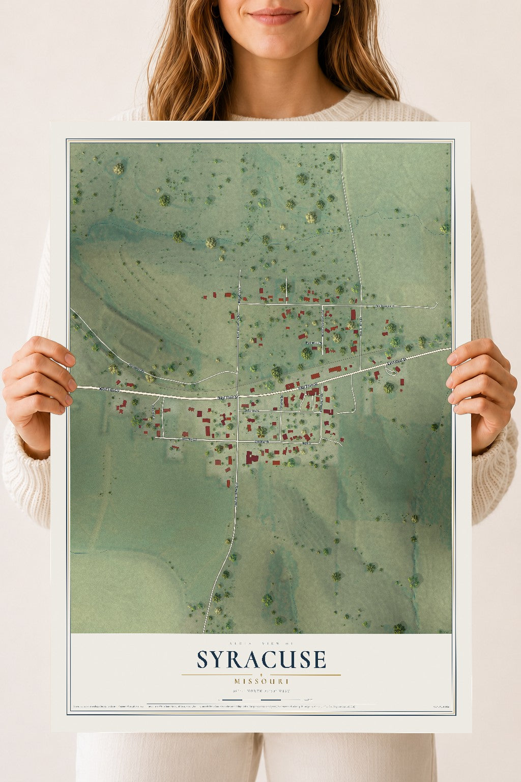 Map of Syracuse, Missouri, 18 x 24 inch unframed archival matte print