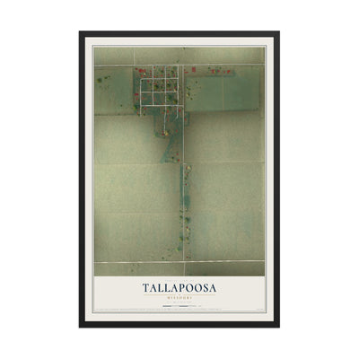Map of Tallapoosa, Missouri, 12 x 18 inch print in a black wood frame
