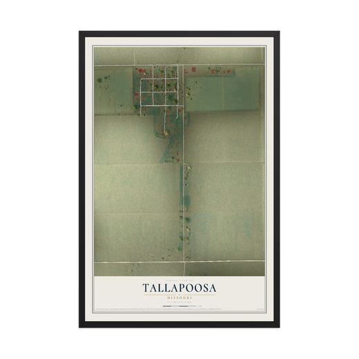 Map of Tallapoosa, Missouri, 12 x 18 inch print in a black wood frame