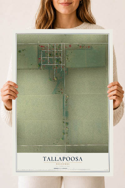 Map of Tallapoosa, Missouri, 18 x 24 inch unframed archival matte print
