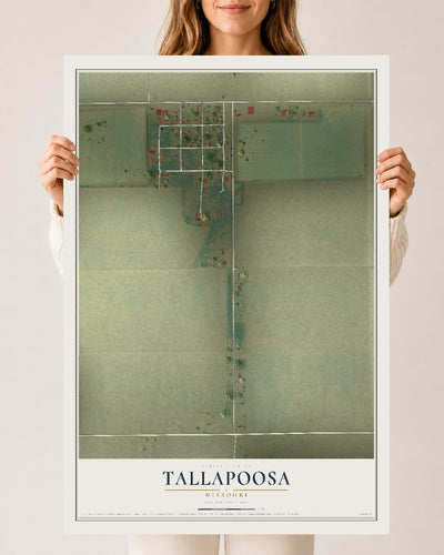 Map of Tallapoosa, Missouri, 24 x 36 inch unframed archival matte print