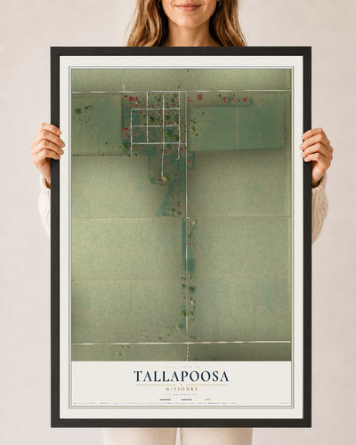 Map of Tallapoosa, Missouri, 24 x 36 inch print in a black wood frame