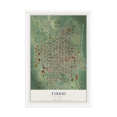 Map of Tarkio, Missouri, 12 x 18 inch print in a white wood frame