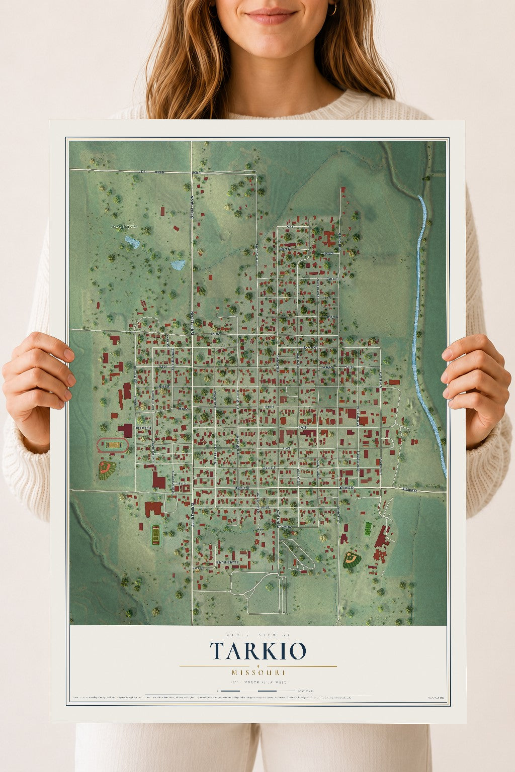 Map of Tarkio, Missouri, 18 x 24 inch unframed archival matte print