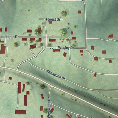 Second close-up of the map of Theodosia, Missouri print showing more streets and buildings
