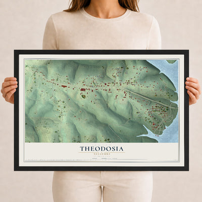 Map of Theodosia, Missouri, 12 x 18 inch print in a black wood frame