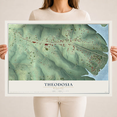 Map of Theodosia, Missouri, 18 x 24 inch unframed archival matte print