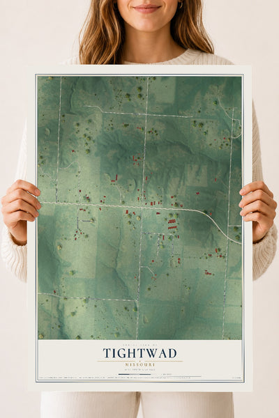 Map of Tightwad, Missouri, 18 x 24 inch unframed archival matte print