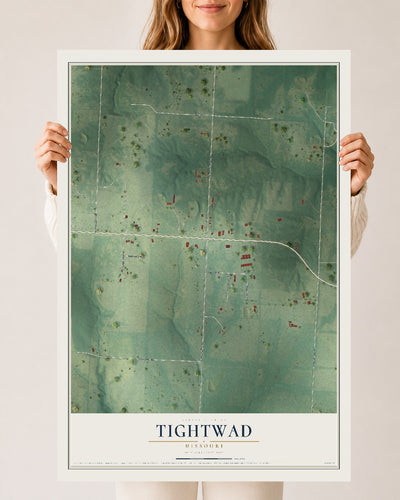 Map of Tightwad, Missouri, 24 x 36 inch unframed archival matte print