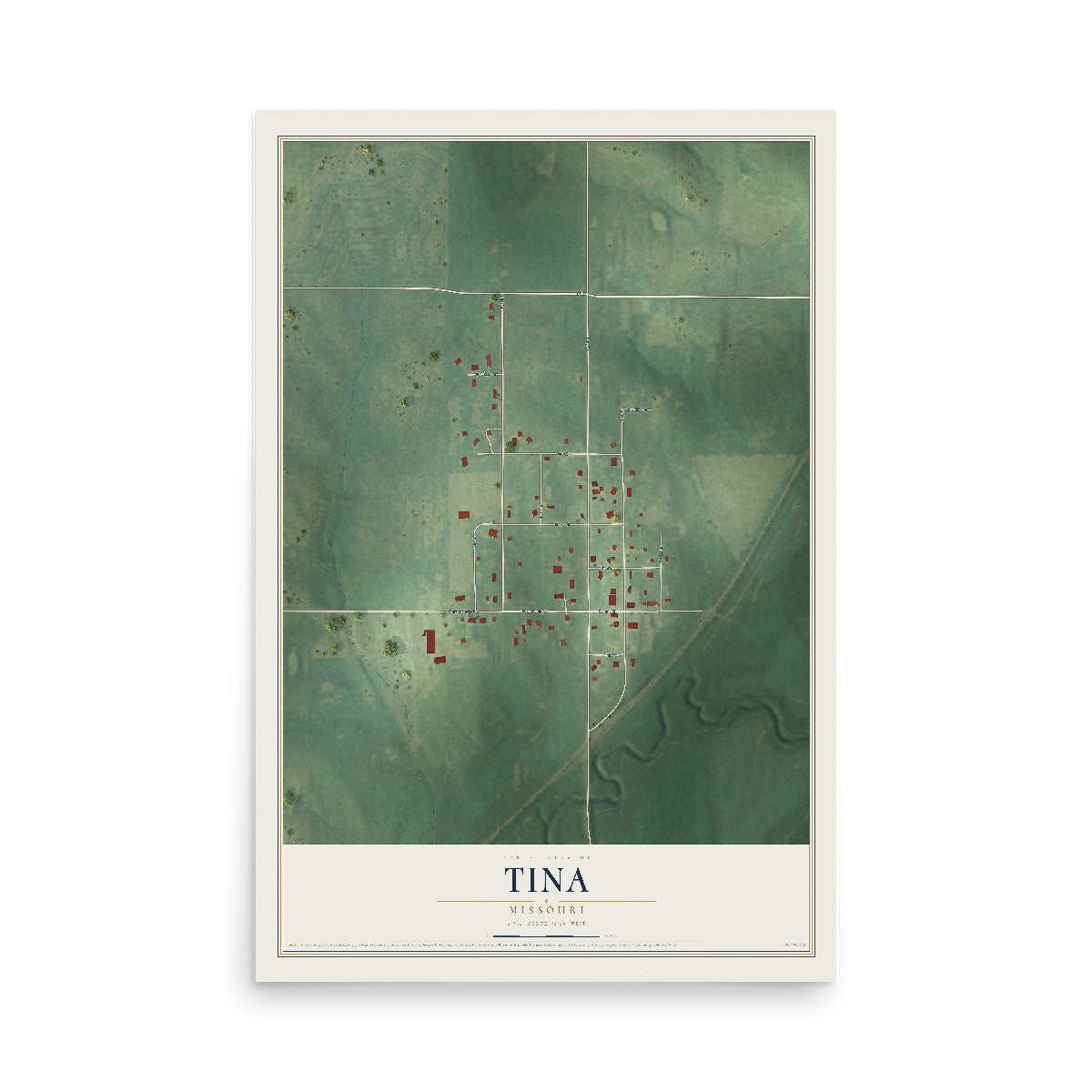Map of Tina, Missouri, 12 x 18 inch unframed archival matte print