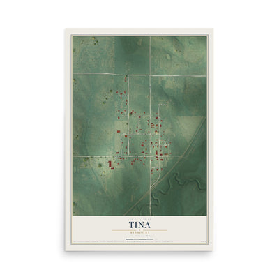 Map of Tina, Missouri, 12 x 18 inch unframed archival matte print