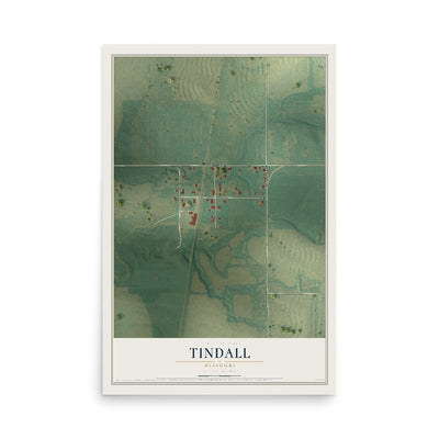 Map of Tindall, Missouri, 12 x 18 inch unframed archival matte print