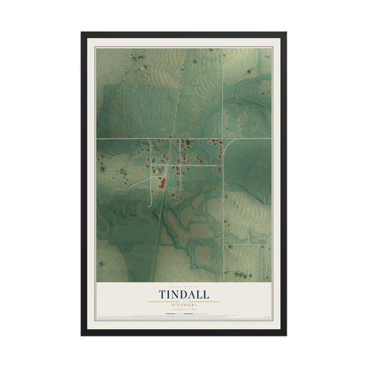 Map of Tindall, Missouri, 12 x 18 inch print in a black wood frame
