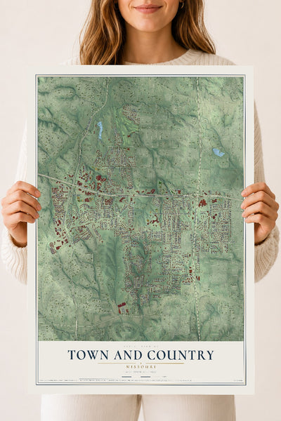 Map of Town and Country, Missouri, 18 x 24 inch unframed archival matte print