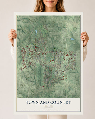Map of Town and Country, Missouri, 24 x 36 inch unframed archival matte print